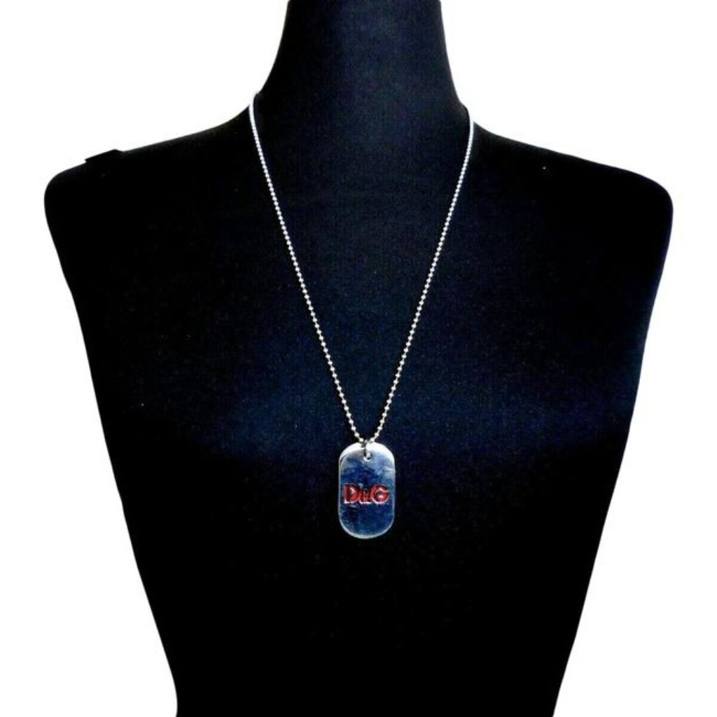 Dolce Gabbana Red Enamel Chrome Dog Tag 403$